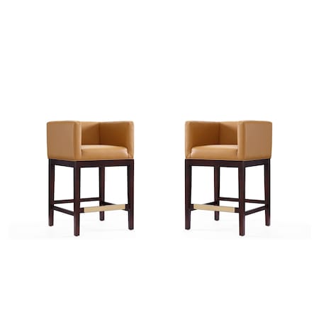 Manhattan Comfort Kingsley Counter Stool in Camel and Dark Walnut, PK2 2-CS005-CL